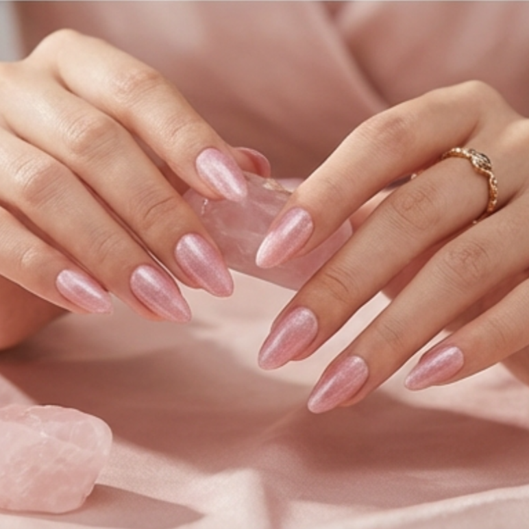 French Tip Press On Nails, 24PCS Glossy False Nails with Glue, Reusable DIY Manicure Nail Set for Women and Girls, Pink Glitter