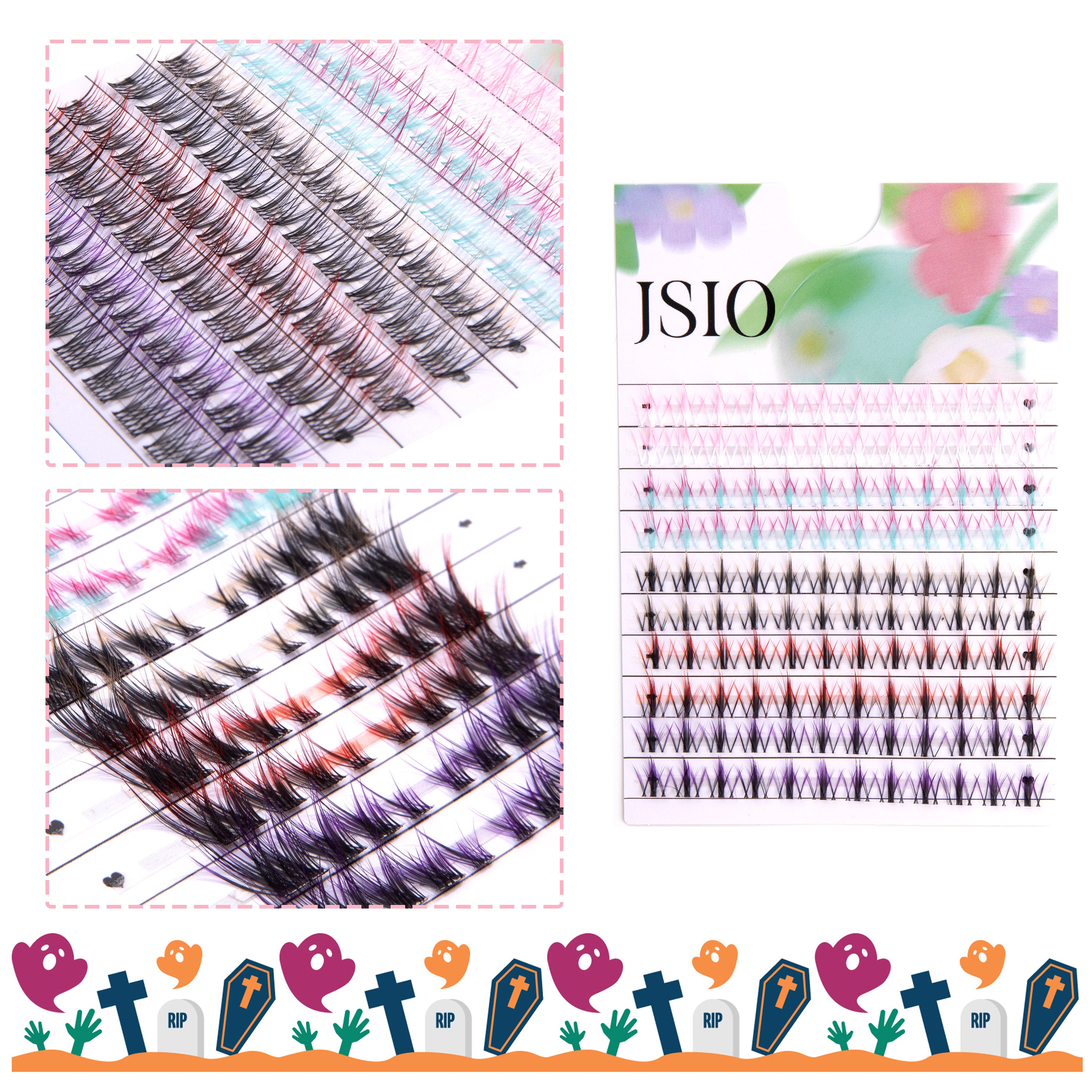 Cluster Lashes Kit, Mixed Rainbow Colourful Lash Clusters for DIY Eyelash Extensions, Fox Eye Style Individual Lashes, Reusable Fake Eyelashes Pack for Women and Girls