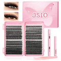 Individual Eyelashes Kit 640PCS, Wispy Lash Clusters with Bond, Seal and Remover, Natural Fluffy D Curl Eyelash Extensions for DIY at Home, Volume Lash Book Kit 9–16mm