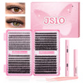 Individual Eyelashes Kit 640PCS, Wispy Lash Clusters with Bond, Seal and Remover, Natural Fluffy D Curl Eyelash Extensions for DIY at Home, Volume Lash Book Kit 9–16mm