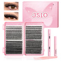 Individual Eyelashes Kit 640PCS, Wispy Lash Clusters with Bond, Seal and Remover, Natural Fluffy D Curl Eyelash Extensions for DIY at Home, Volume Lash Book Kit 9–16mm