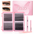 Individual Eyelashes Kit 640PCS, Wispy Lash Clusters with Bond, Seal and Remover, Natural Fluffy D Curl Eyelash Extensions for DIY at Home, Volume Lash Book Kit 9–16mm