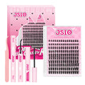 Cluster Lashes Kit, Individual Lash Clusters with Bond & Seal & Remover & Tweezers, Natural Wispy Eyelash Extensions, Soft Lightweight DIY Lash Extensions at Home for Daily Wear