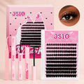 Cluster Lashes Kit, Wispy Fluffy Eyelash Clusters with Bond, Seal and Remover, Natural Look Individual Lash Extensions for DIY at Home, Beginner Friendly