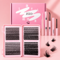 Individual Eyelashes Kit 640PCS, Wispy Lash Clusters with Bond, Seal and Remover, Natural Fluffy D Curl Eyelash Extensions for DIY at Home, Volume Lash Book Kit 9–16mm