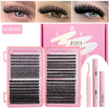 Individual Eyelashes Kit 640PCS, Wispy Lash Clusters with Bond, Seal and Remover, Natural Fluffy D Curl Eyelash Extensions for DIY at Home, Volume Lash Book Kit 9–16mm