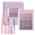 Natural Lash Clusters Kit, Wispy Individual Lash Clusters, Soft Lightweight Lash Extensions with Bond & Seal & Tweezers, DIY Eyelash Extension Kit for Everyday Wear (Manga-pro)