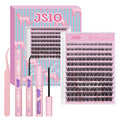 Natural Lash Clusters Kit, Wispy Individual Lash Clusters, Soft Lightweight Lash Extensions with Bond & Seal & Tweezers, DIY Eyelash Extension Kit for Everyday Wear (Muse)